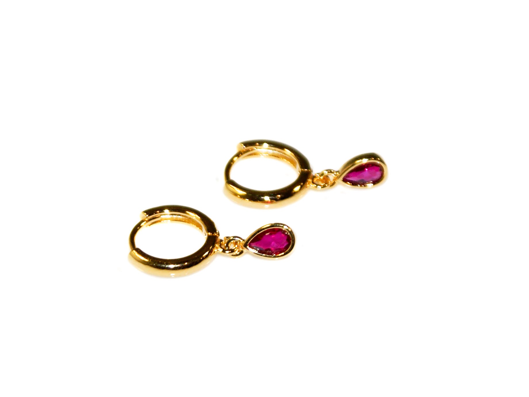 Harmonia Small Hoops - Gold-Ruby