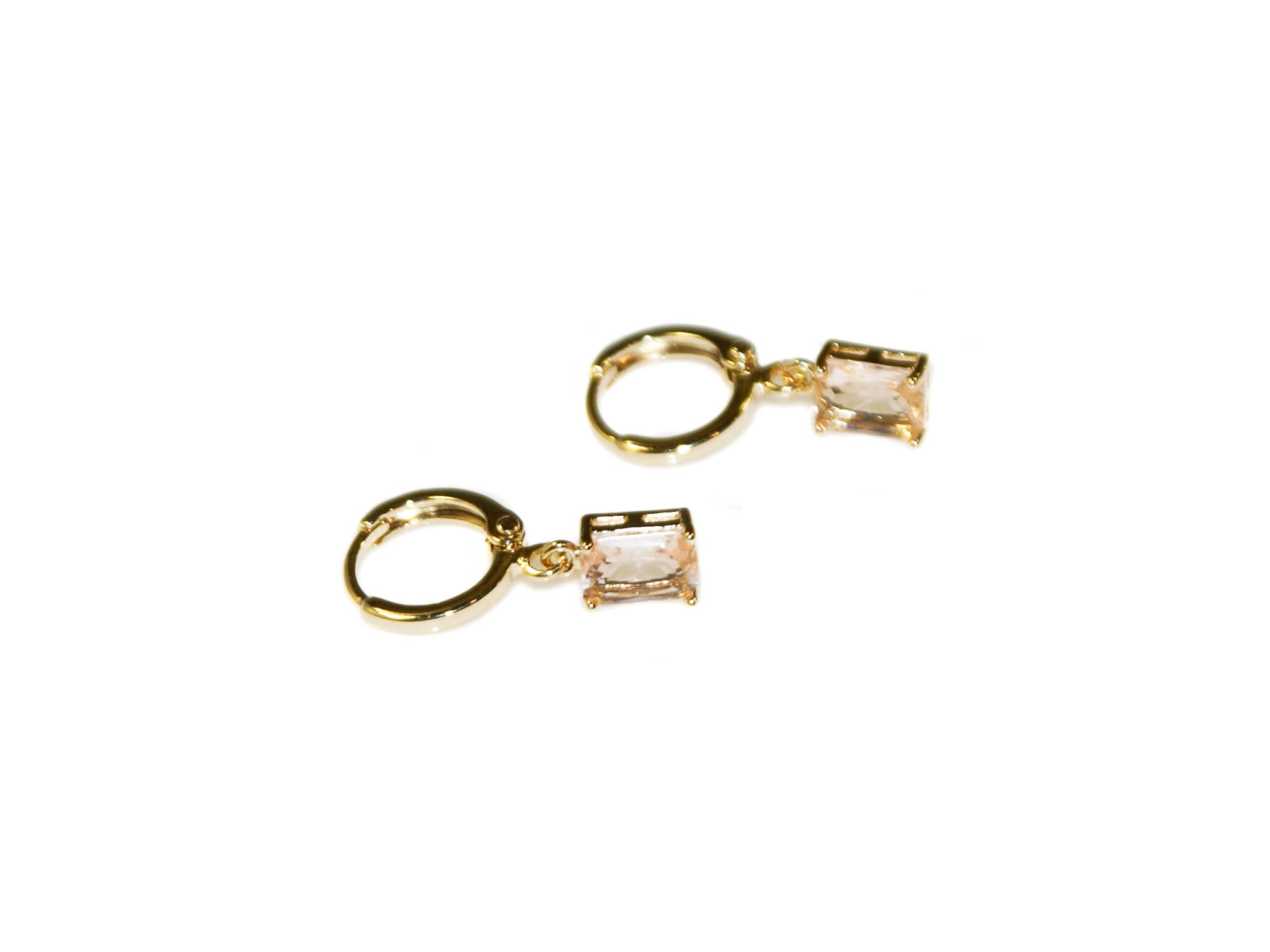 Square Drop Small Hoops - Gold-Rose