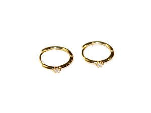 Single Stone Small Hoops - Gold-Crystal