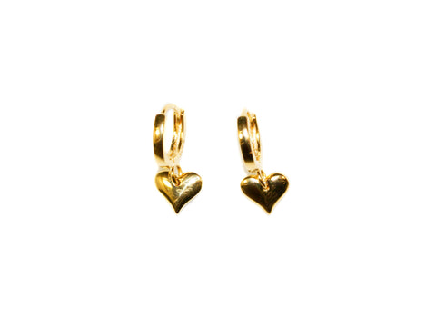 Heart Small Hoops 18ct Plated 925 Silver - Gold