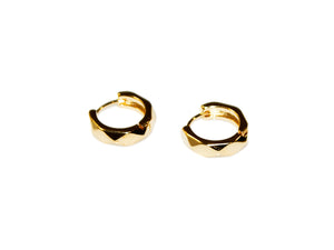 Faceted Small Hoops - Gold