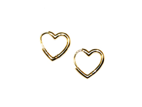 Heart Shaped Hoops - Gold