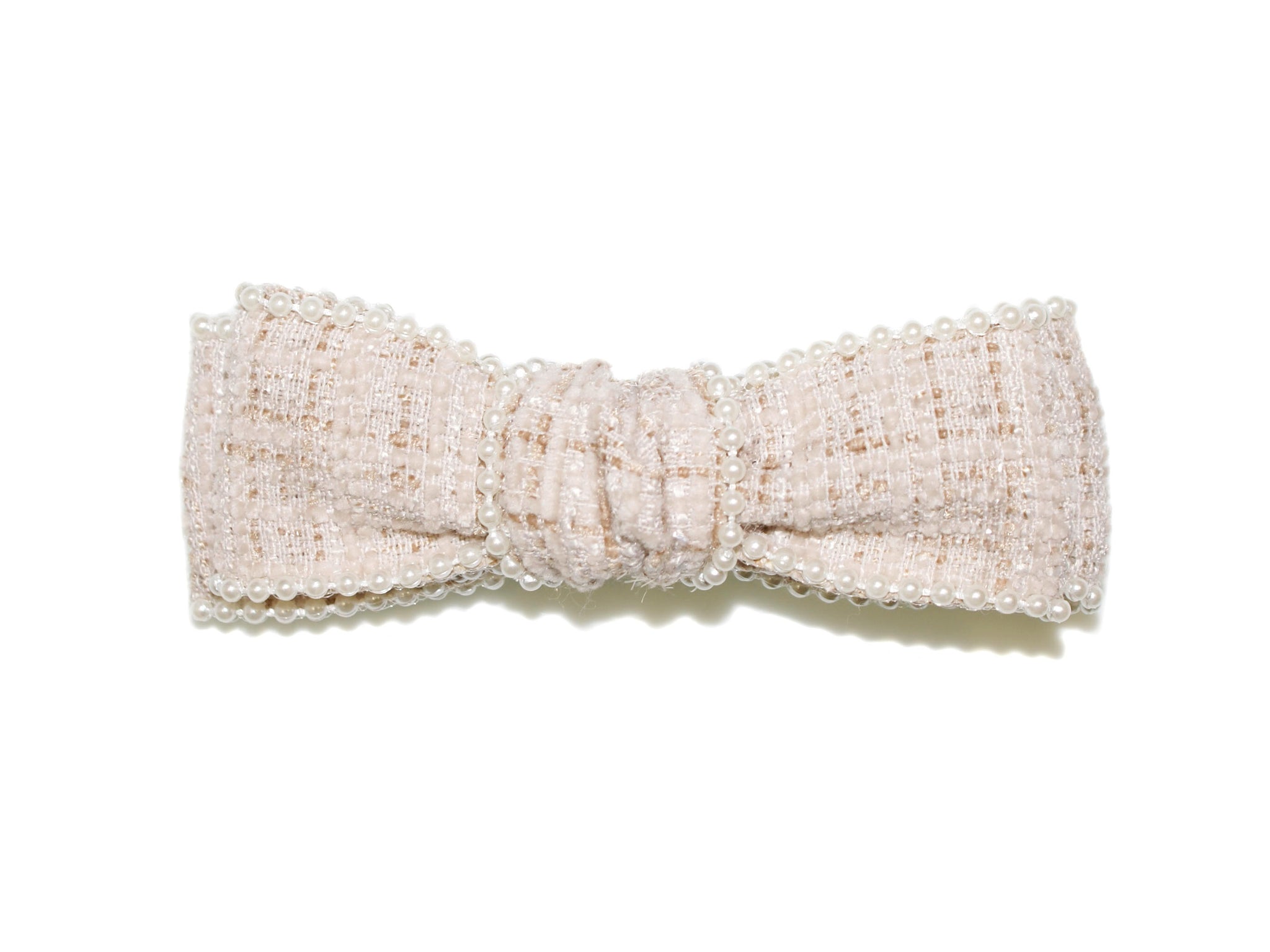 Coco Pearl Edged Bow Clip - Beige