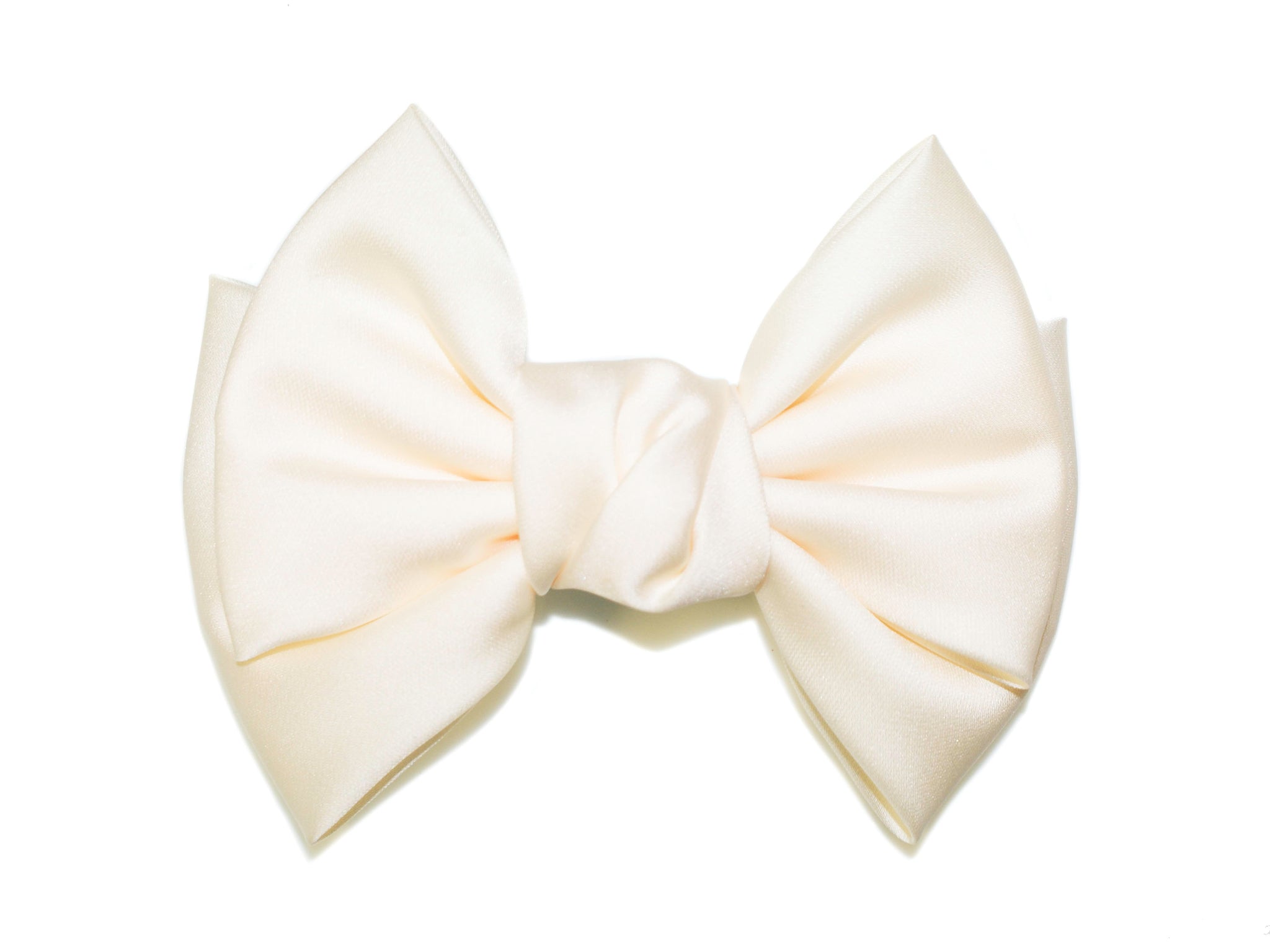 Satin Big Bow Barrette - Ivory