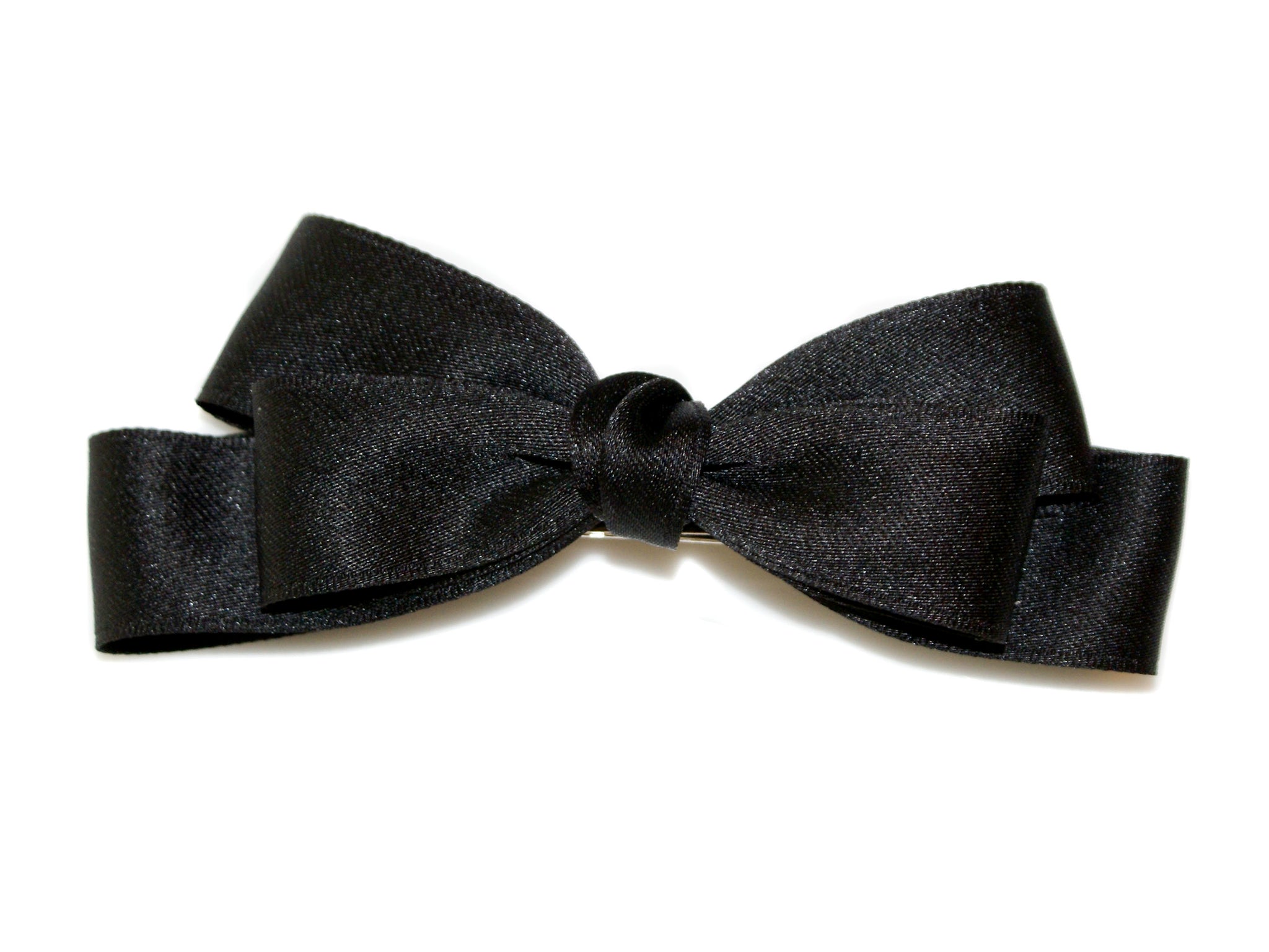 Satin Triple Bow Barrette - Black