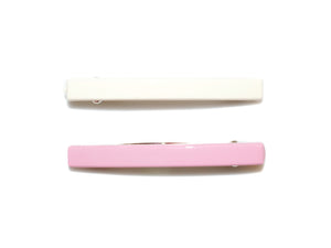 Bar Barrettes 6.5cm - White/Pink