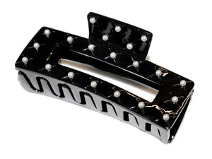 Pearl Acetate 10cm Rectangle Claw - Black