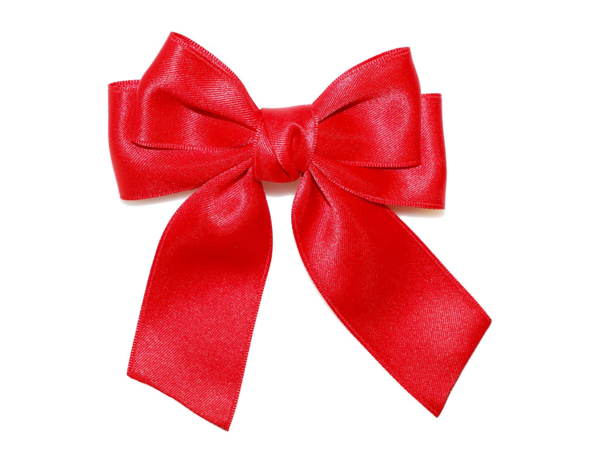 Satin Double Bow Barrette - Red