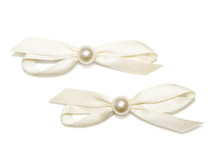 Pearl Sarin Bow Clips - Ivory