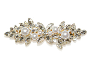 Eda Diamante and Pearl Barrette - Clear/Pearl