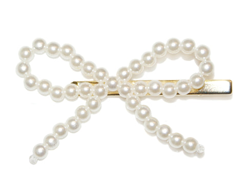 Pearl Bow Large Clip - Pearl/Gold