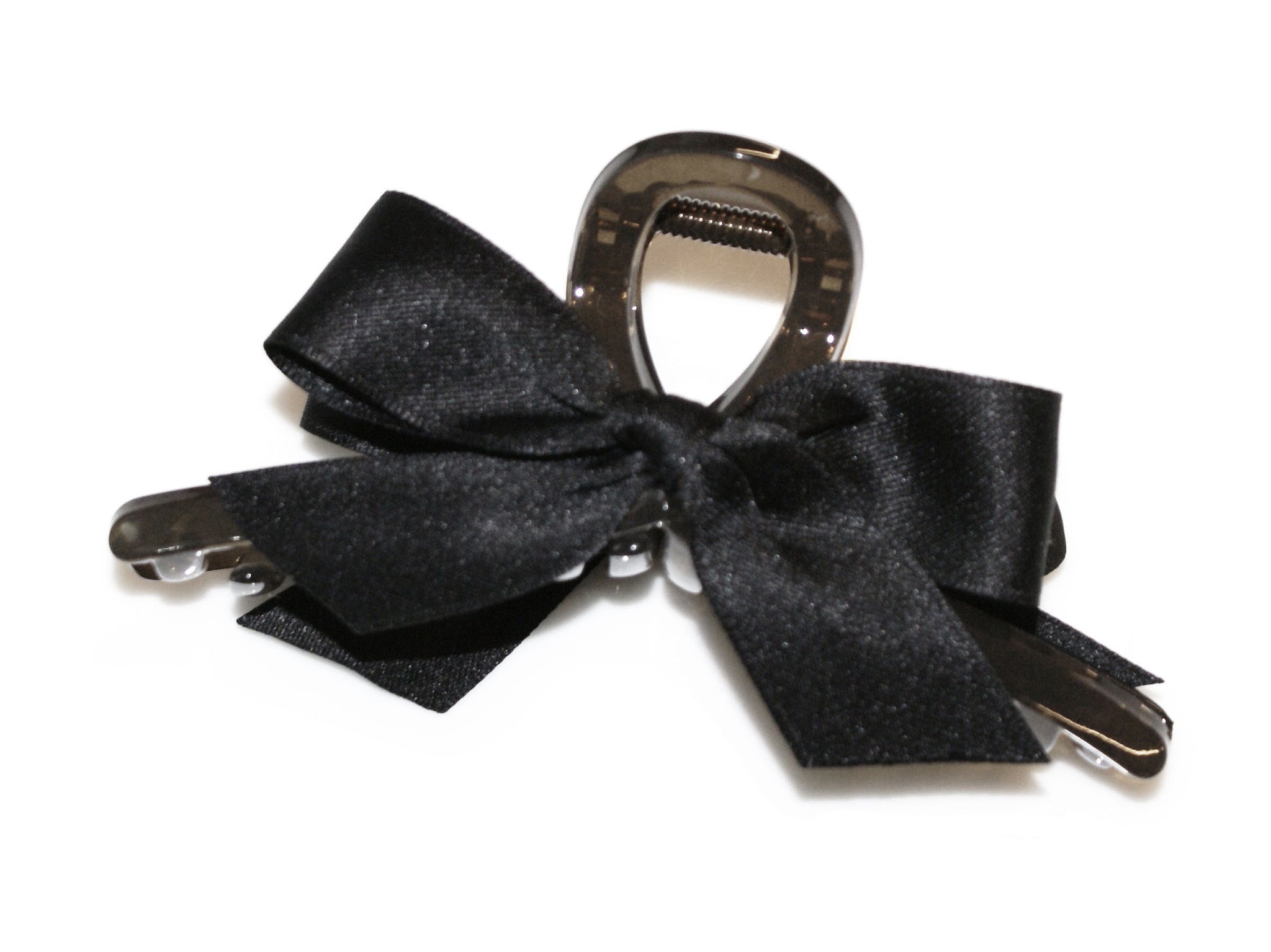 Double Satin Bow Loop Claw - Black