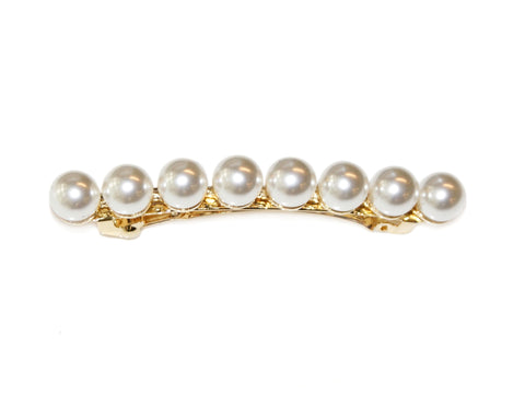 Large Pearl Barrette - Pearl/Gold