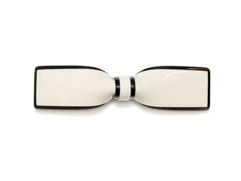 Acetate Two Tone Bow Barrette - Ivory-Black
