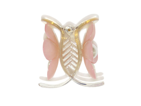 Pearl Flower Pony Claw - Pink/Clear
