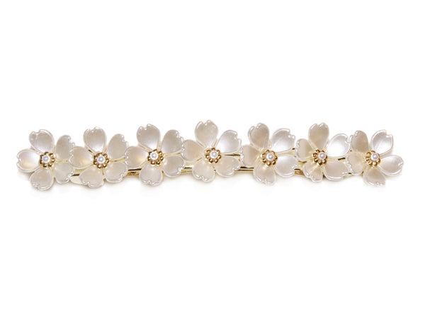 Fleur Blanc Barrette - Gold/Ivory