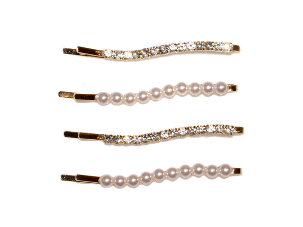 Pearl Diamante Wave Slides - Gold/Pearl/Clear