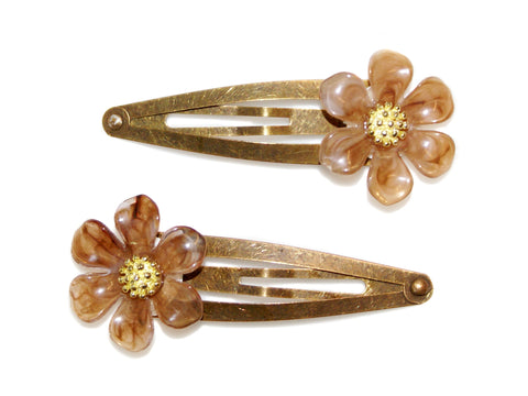 Marguerite Daisy Snap - Brown/Antique Gold