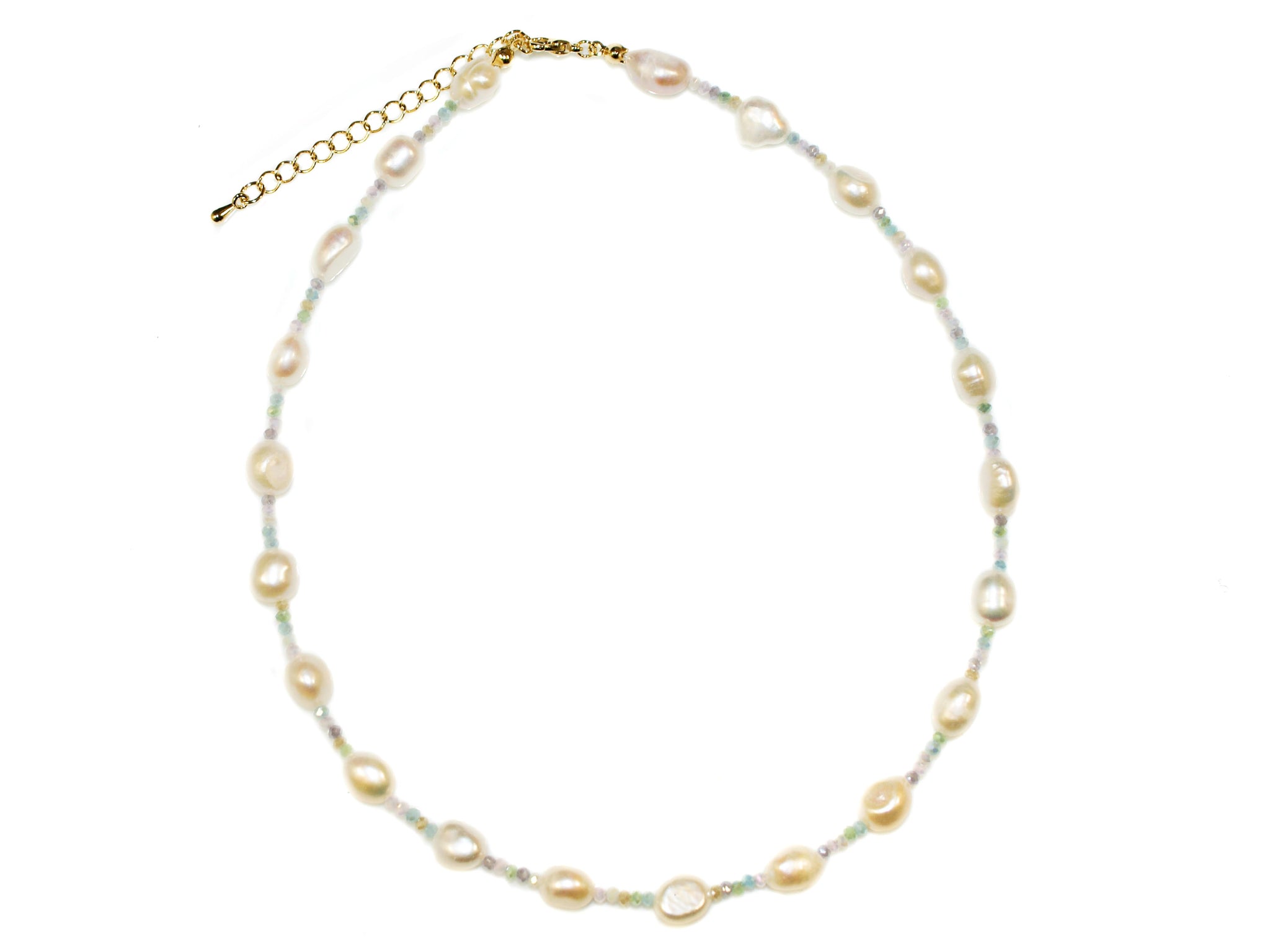 Freshwater Pearl and Crystal Bead Necklace - Pearl/Pastel