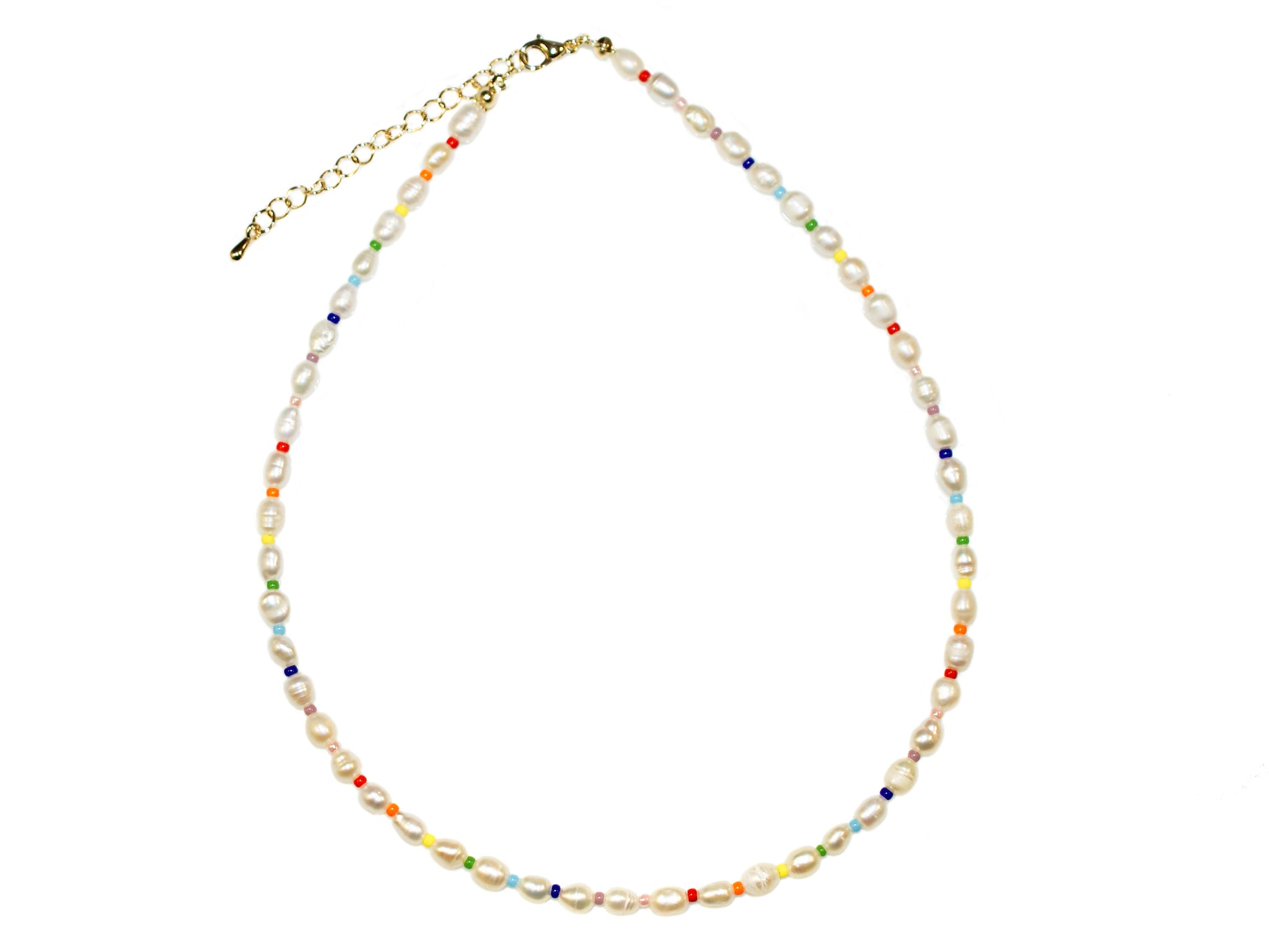 Small Freshwater Pearl and Bead Necklace - Pearl/Multi