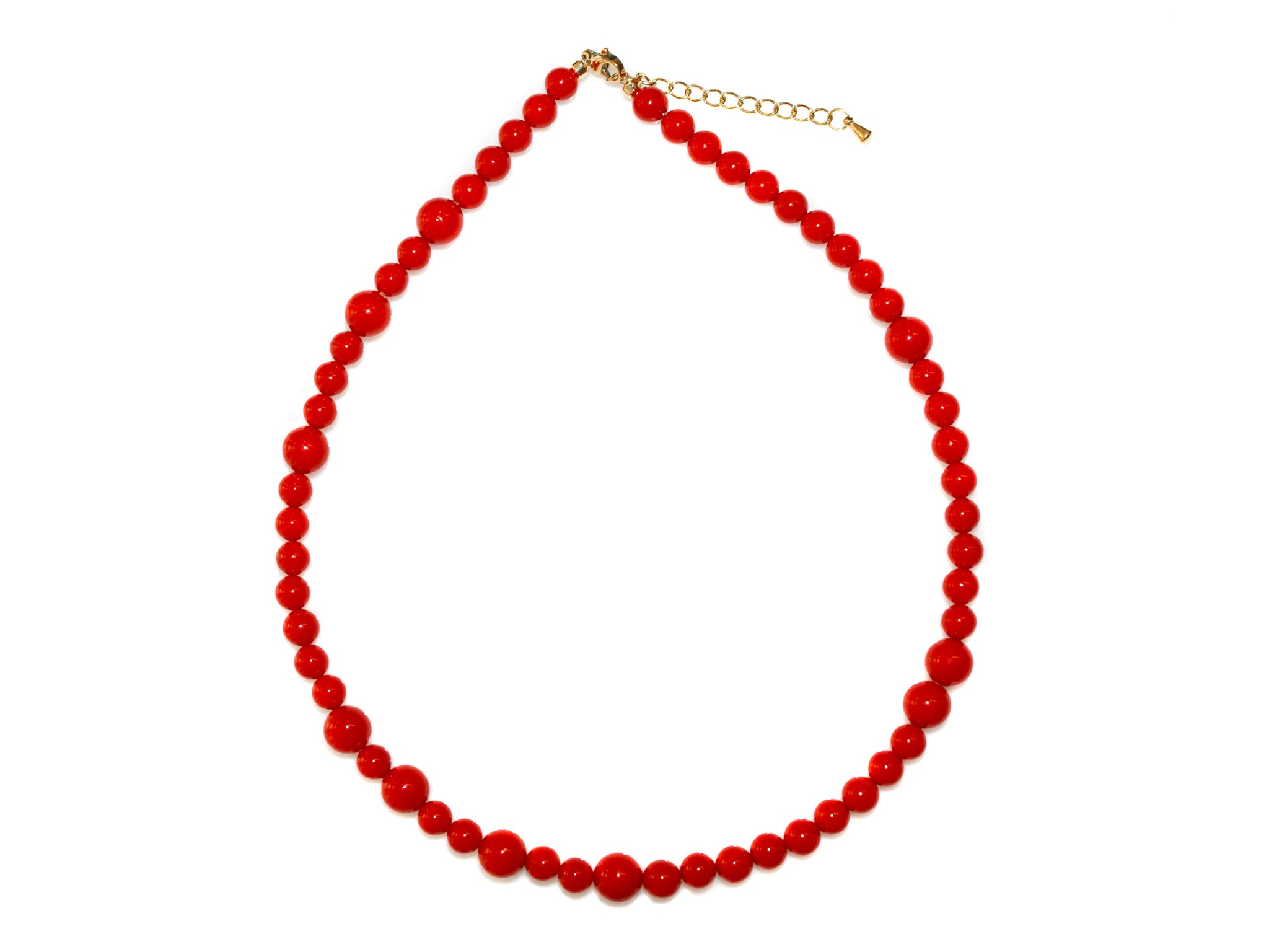 Graduated Pearl Bead Necklace - Red