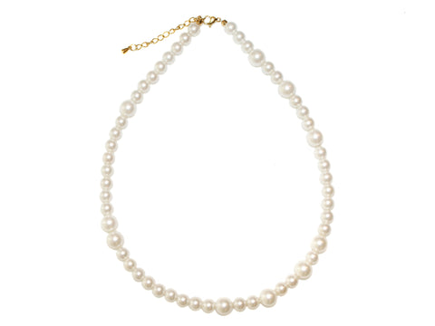 Graduated Pearl Bead Necklace - White