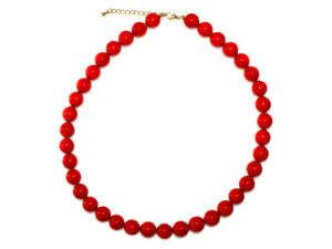 10mm Pearl Bead Necklace - Red