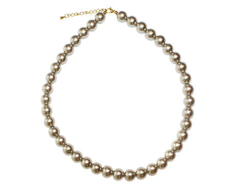 10mm Pearl Bead Necklace - Silver