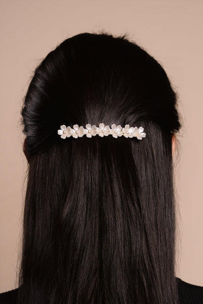 Fleur Blanc Barrette - Gold/Ivory