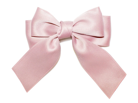 Satin Double Bow Barrette - Blush