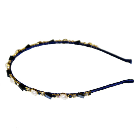 Pearl & Stone Alice Band - Navy