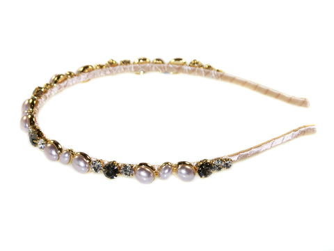 Salacia Pearl & Zorconia Alice Band - Gold-Pink