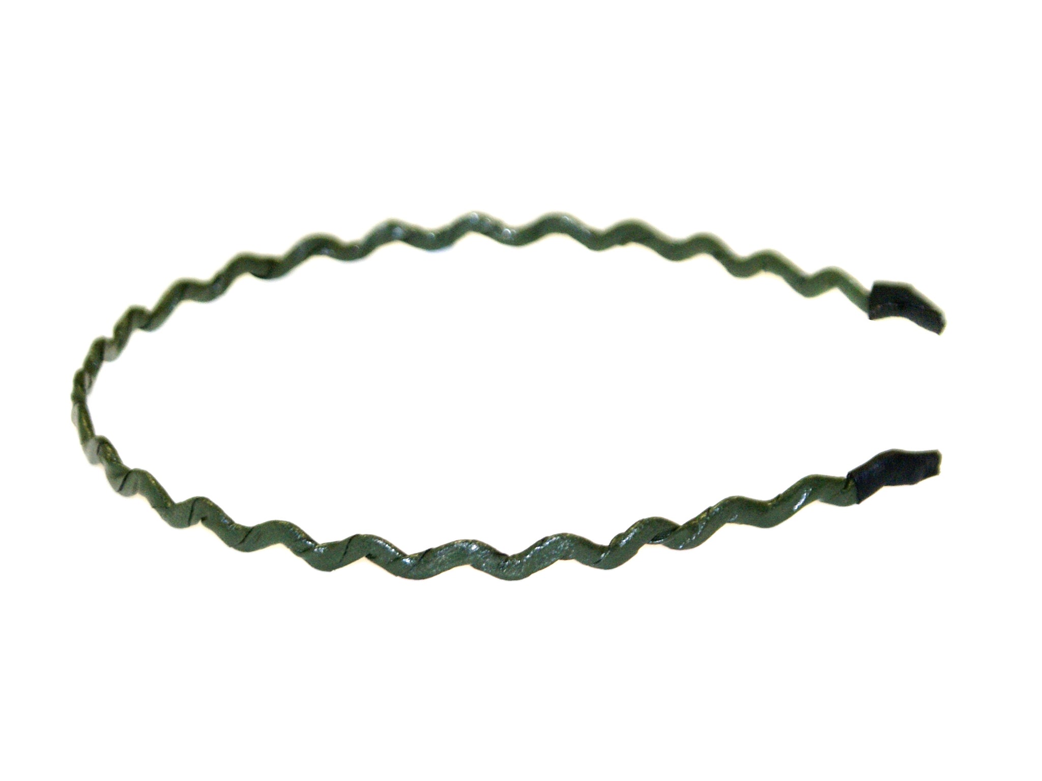 Leatherette Zig Zag Alice Band - Forest Green