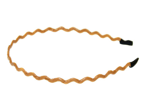 Leatherette Zig Zag Alice Band - Tan