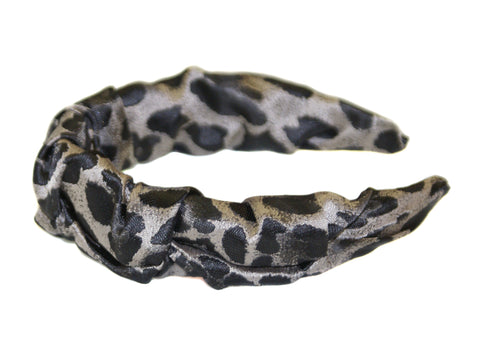 Animal Luxe Ruched Alice Band - Grey-Black