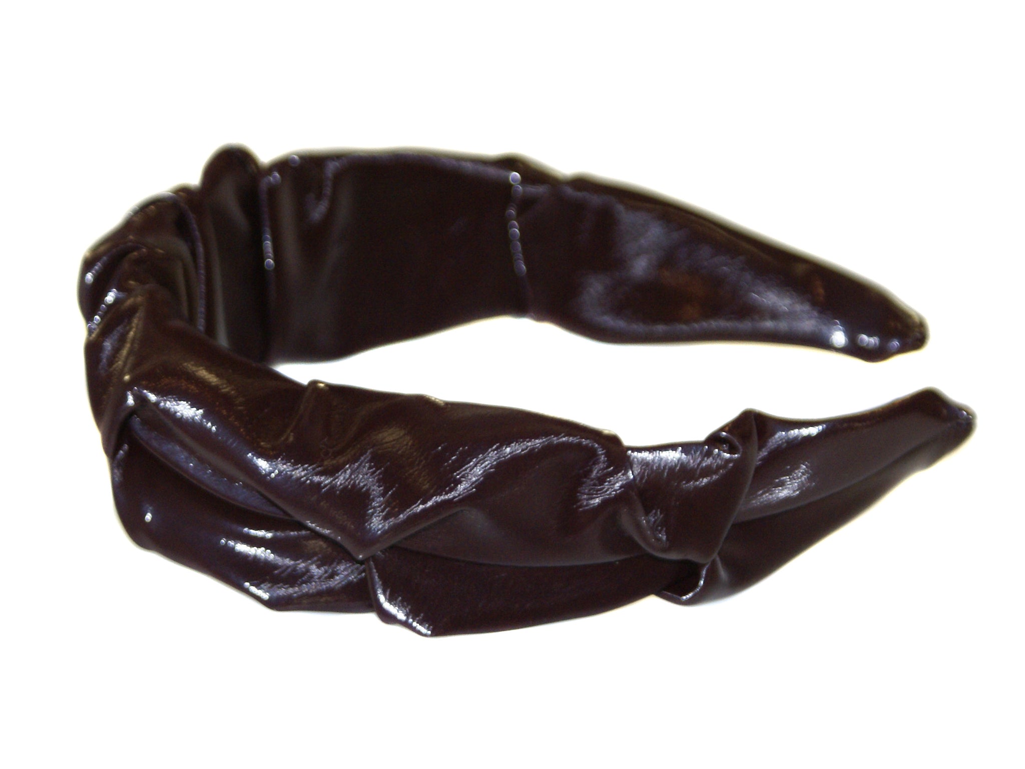 Leatherette Ruched Alice Band - Dark Plum