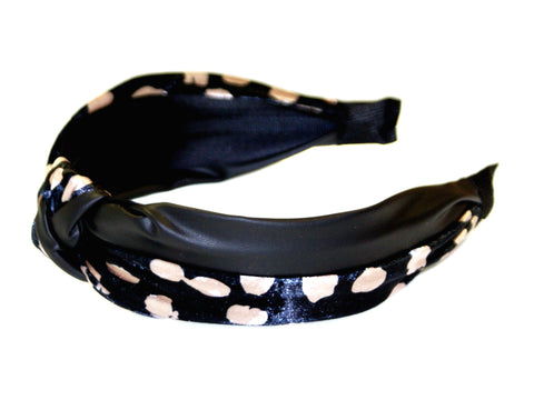 Safari Leatherette 2 Tone Turban Alice Band - Black-Ivory