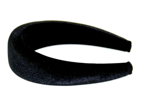 Velvet Rounded Padded Alice Band - Black