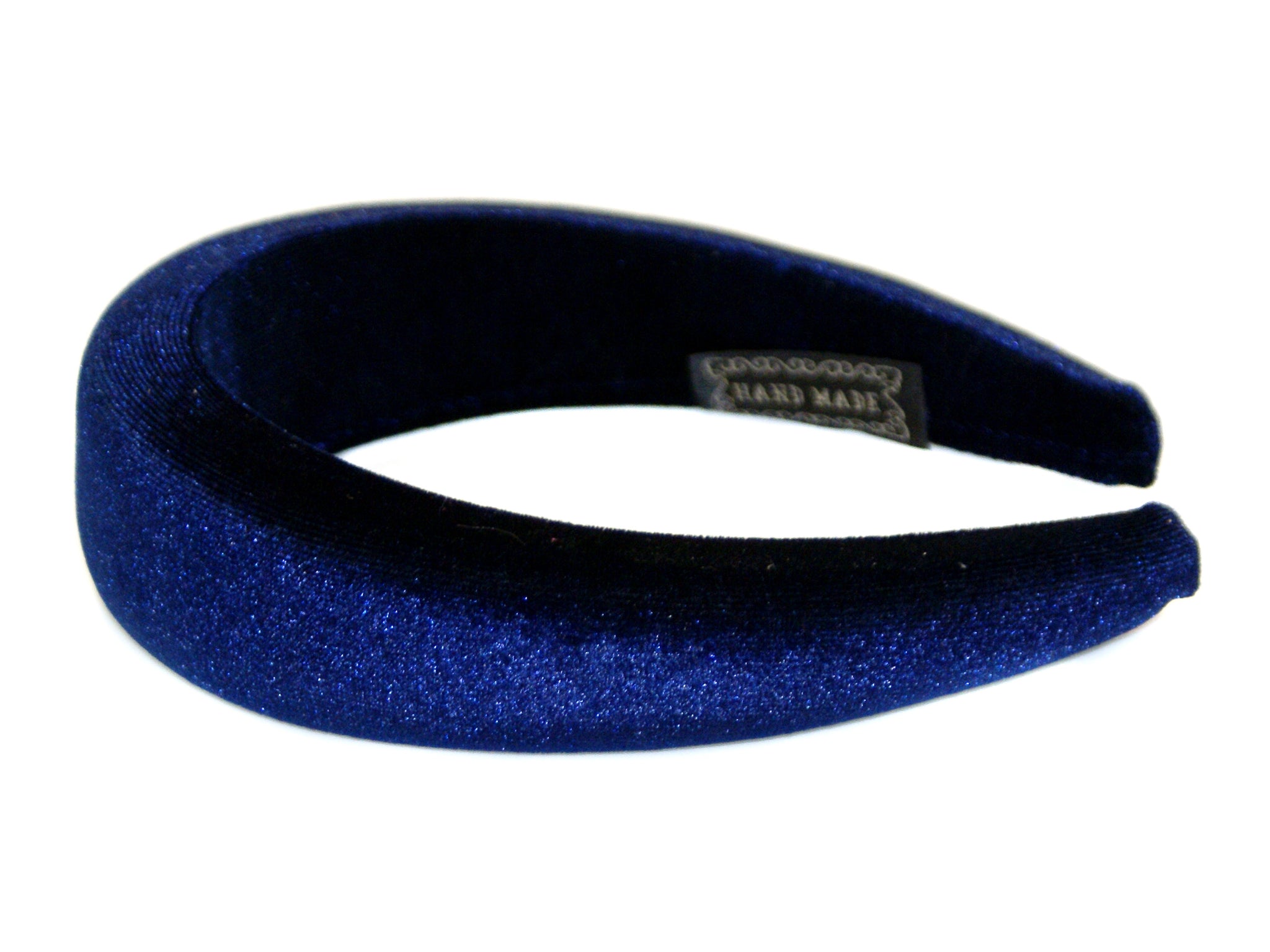 Velvet Rounded Padded Alice Band - Navy