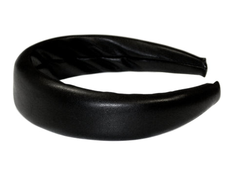 Leatherette Padded Alice Band - Black