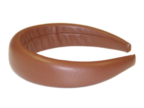 Leatherette Padded Alice Band - Chocolate