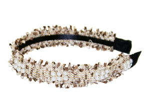 Coco Pearl Alice Band - Brown-White