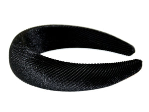 Stripe Velvet Padded Alice Band - Black