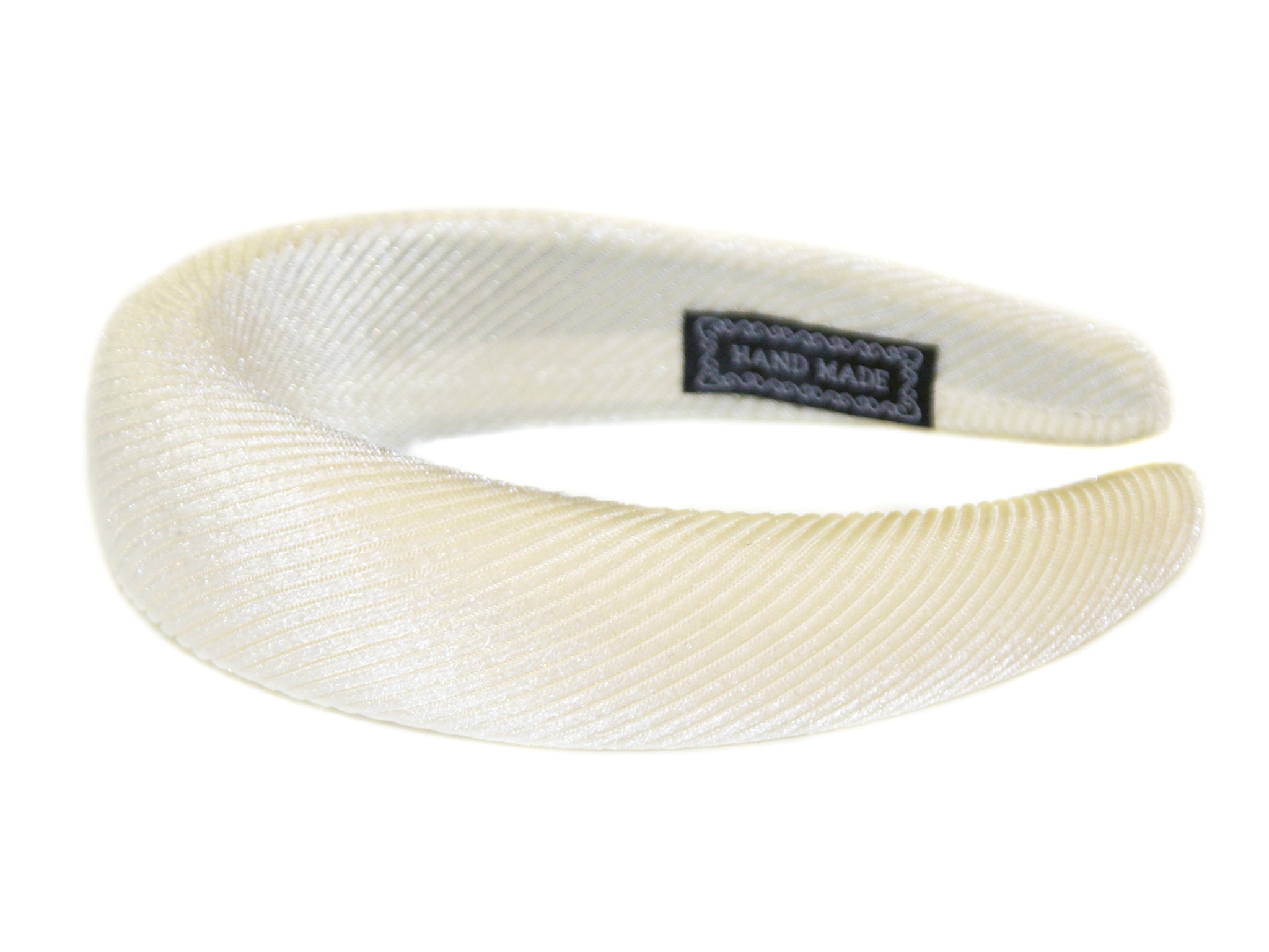 Stripe Velvet Padded Alice Band - Ivory