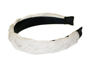 Satin Ruched Plait Alice Band - Ivory