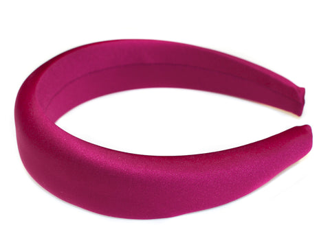 Satin Rounded Padded Alice Band - Berry