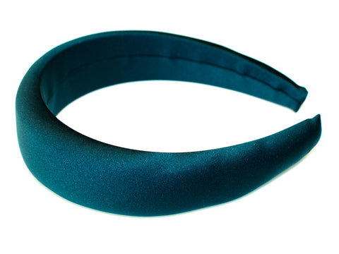 Satin Rounded Padded Alice Band - Dark Green