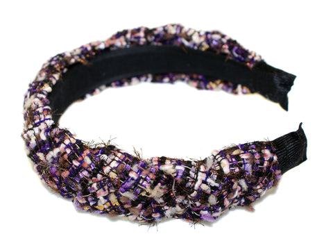 Chunky Knit Plait Alice Band - Purple