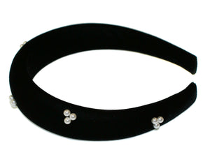 Pearl Satin Padded Alice Band - Black