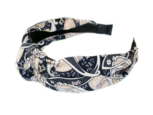 Paisley Turban Alice Band - Black/Tan